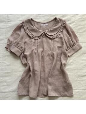 Ank Rouge Dusty Pink Ruffle Peter Pan Collar Blouse Jirai Kei Size S From Japan